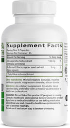 Bronson Ashwagandha Extra Strength Stress & Mood Support with BioPerine - Non GMO Formula, 90 Vegetarian Capsules