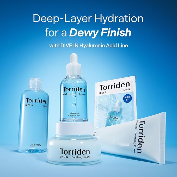 Torriden DIVE IN Hyaluronic Acid Serum for Deep Hydration | Korean K-Beauty Glass Skin Plump Glow | Lightweight Fast-Absorbing Face Serum 50ml (1.69 fl.oz.)