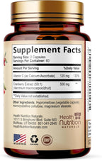 Cranberry Extract 500mg Per Serving - Cranberry Powder Supplement with Vitamins C - Urinary Tract Health Support, Cran Berry Fruit, Sugar Free Formula, Bottled in USA - 120 Capsules