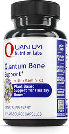 Quantum Nutrition Labs Quantum Bone Health - Bone Health Vitamins, Bone Strength Supplement for Women and Men, Organic Calcium Supplement with Fermented Vitamin K2, Bone Health Support - 90 Capsules
