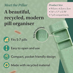 Pillar - 7-Day Pill Organizer | Weekly Medicine Pill Container Travel Box - Aesthetic Medication Holder - Stylish Travel Pill Case - Cute Small Medication Organizer 7 Day for Women (Sage Green)