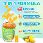 Magnesium Malate Gummies 1000mg, Chewable Magnesium Malate Supplements with CoQ10, L-Theanine & Vitamin B6 for Energy Boost & Muscle Health, Sugar-Free/Vegan, Pineapple Flavor 120 Count