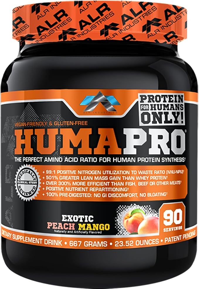 HumaPro Essential Amino Acid Formula | EAA Protein Supplement | Supports Muscle Recovery & Performance | Vegan, Gluten Free | | 90 Servings (Exotic Peach Mango)