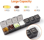 Lifewit Monthly Pill Organizer, 28 Day Pill Box, 4 Weeks One Month Vitamin Cases, Large Compartments Medicine Organizer for Fish Oils, Supplements, 28 Grids, Black
