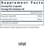 Vital Nutrients Glucosamine & Chondroitin - Healthy Cartilage, Mobility, and Joint Support Supplement - Gluten, Dairy, Soy Free - Non-GMO - 120 Capsules