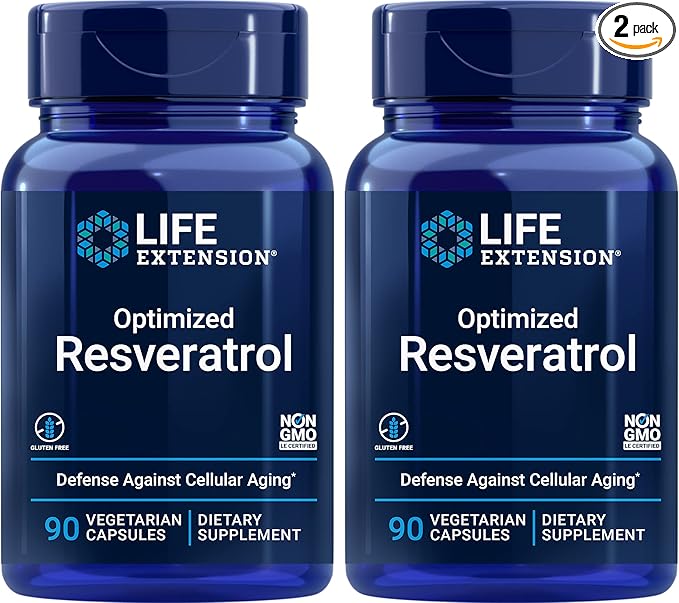 Life Extension Optimized Resveratrol, 90 Caps (Pack of 2)