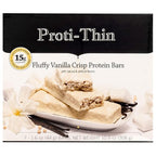 Proti-Thin Fluffy Vanilla Crisp Protein Bars, 15g Protein, Low Calorie, Very Low Carb (VLC), Low Fat, High Fiber Snack Bar, KETO Diet Friendly, Ideal Protein Compatible, No Gluten Ingredients, 7 /Box