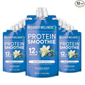 Designer Wellness Protein Smoothie, Real Fruit, 12g Protein, Low Carb, Zero Added Sugar, Gluten-Free, Non-GMO, No Artificial Colors or Flavors, Blueberry Vanilla, 12 Count