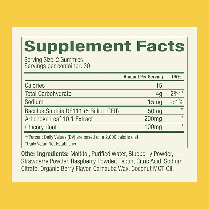 Plant People WonderBiome 2-in-1 Prebiotic + Probiotic Gummies – Zero-Sugar Vegan Digestive Health & Bloating Relief – 5 Billion CFU Bacillus Subtilis DE111 + Artichoke & Chicory – 60 Count