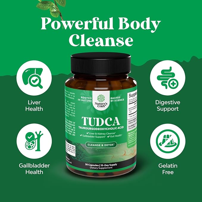 Advanced Bile Salt TUDCA Supplement-Extra Strength TUDCA 500mg per Serving Bile Salts for Gallbladder Kidney and Liver Support-High Purity Tauro Ursodeoxycholic Acid Liver and Gallbladder Cleanse 30ct