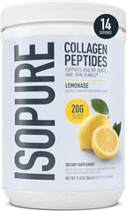 Isopure Collagen Peptides Powder, Promotes Hair, Nail, Skin and Joint Health, with Vitamin C and Biotin, Lemonade, 20g Collagen Peptides Per Serving, 11.36 Oz, 14 Servings (Packaging May Vary)