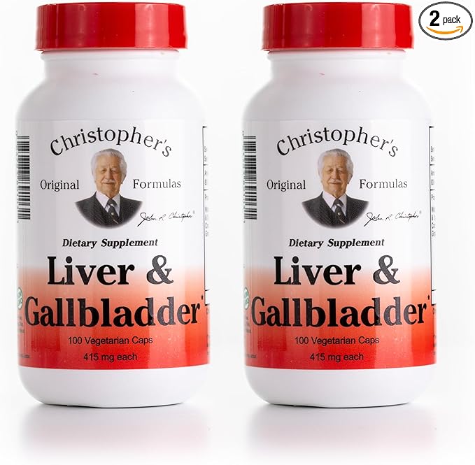 Christopher's Original Formulas Liver & Gallbladder Formula Capsules - Gallbladder Supplements with Digestive Enzymes - Supports Digestive System with Natural Herbs - Pack of 2