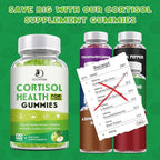 Cortisol Supplements Gummies for Women, Magnesium Ashwagandha Rhodiola Rosea and L-theanine Complex for Women, Maintain Healthy Cortisol Levels - 60 Day Vegan Supply