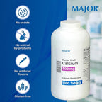 MAJOR Oyster Shell Calcium 500mg - Daily Dietary Supplement for Bone Health and Joint Support, Mineral Supplement for Men and Women, Gluten-Free - 1000 Tablets (4 Pack)