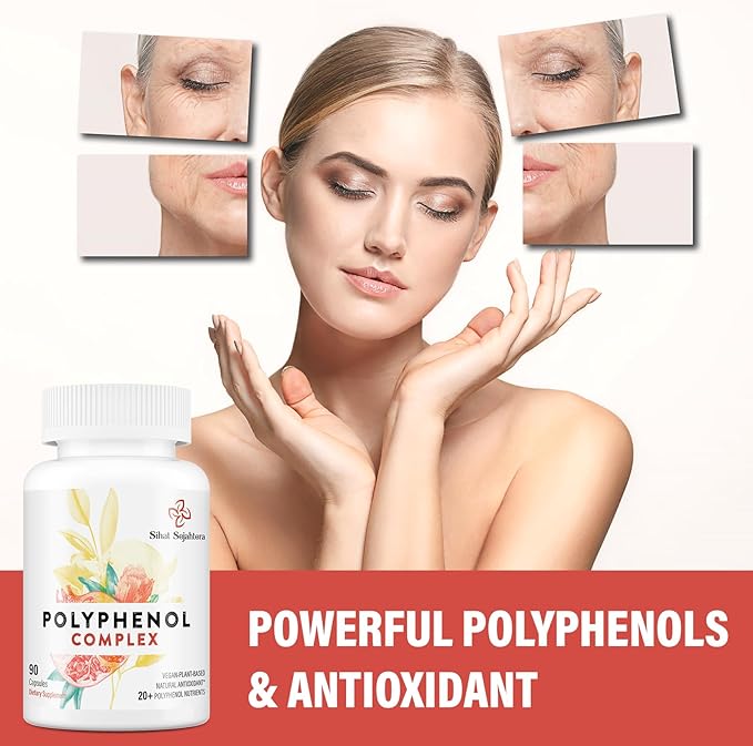 67,500 MG Polyphenols Supplement - Powerful Antioxidants & Polyphenol for Age Defense, Polyphenol Superfood, Quercetin, Resveratrol, Plant-Based & Energy, Immune Support, 180 Capsules
