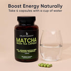 Organic Matcha Green Tea Capsules - Natural Energy Boost - Clean Gradual Caffeine - Japanese Matcha Green Tea Pills - 100% Natural Antioxidant - Calming and Relaxing - 120 Daily Capsules - 2,000/mg