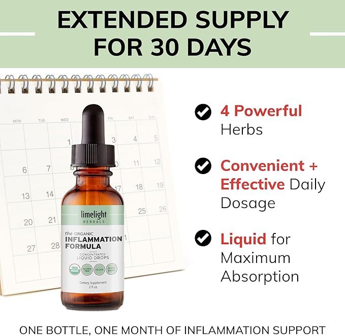 Organic Inflammation Formula Advanced Liquid Drops – Turmeric, Ginger, Boswellia & Black Pepper – Whole-Body Wellness & Inflammatory Support, Joint & Mobility Support – Vegan, Non-GMO – 60 Servings