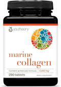 Youtheory Marine Collagen Tablets - 2,500 mg Fish-Sourced Collagen Peptides- with Vitamins A, C, E, B6 & B12 - Supports Joint & Nail Health* - Highly Absorbable - 290 Tablets (58-Day Supply)