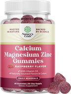 Calcium Magnesium Zinc Gummies - Magnesium Zinc Calcium Supplement Gummies with Vitamin D3 for Teeth and Bone Health - Certified Kosher Non-GMO Gelatin Free & Vegetarian Friendly 60 Count