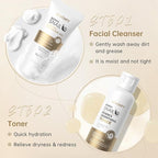 Snail Skin Care Set with Red Ginseng - 5PCS Korean Skin Care Set with Facial Cleanser, Toner, Serum, Eye Cream & Face Cream - Moisturizing and Smoothing Skin - Skincare Gifts for Women Teen Girls