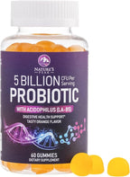 Probiotic Gummies - 6 Premium Probiotic Strains - Daily Gut Health Pro Biotic Gummy Supplement for Women, Men & Teens, Natural Digestive Health Support, “Good” Gut & Immune Support - 60 Gummies
