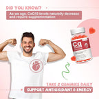 High Absorption CoQ10 Gummies 250 mg, Plus Omega-3, Vitamin B3 for Cellular Energy, Brain & Antioxidant, 5X Better Absorption Coenzyme Q10 Supplement, Raspberry Flavored - 60 Cts