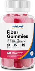 Nutricost Fiber Gummies (Berry Flavored) 60 Gummies - Dietary Fiber Supplement with Chicory Root, 6g per Serving, Vegan, 30 Servings
