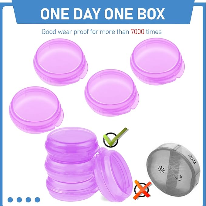 4 Pcs Mini Pill Organizer Small Pill Box Cute Portable Pill Case for Pocket Purse Travel Storage Containers Earplug Case Medicine Dispenser Vitamin Holder (4 Purple)