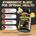 Ubiquinol CoQ10 400mg Softgels with Vitamin E & Omega-3, Max-Absorption Coenzyme Q10, Powerful Antioxidant, Supports Heart Health & Energy-Production,120 Count, Non-GMO