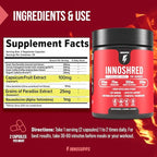 Inno Shred Stim Free Thermogenic Fat Burner for Men & Women - Appetite Suppressant, Metabolism Support with Capsimax, Paradoxine, Green Tea Extract - 60 Veggie Capsules, 30 Servings