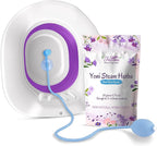 Fivona 3-in-1 Yoni Steam Kit - Bundle of V Steaming Herbs Blue Moon Recipe 1.76 Ounces (2-4 Steams) with Expandable V-Steam Seat and Hand Flusher for Detox, Cleansing, pH Balance and Odor Control