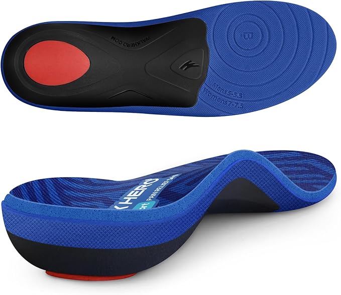 WalkHero Plantar Fasciitis Pain Relief Insoles - Arch Support Inserts, Total Support,Flat Feet Orthotic Insoles for Standing All Day and Lasting Comfort Mens 15-15.5