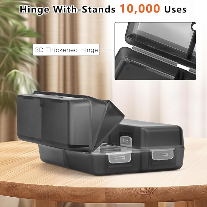 FYY Daily Pill Organizer,2 Pcs 7 Compartments Portable Pill Case Travel Pill Organizer,[Folding Design] Pill Box for Purse Pocket to Hold Vitamins,Cod Liver Oil,Supplements and Medication-Clear Black