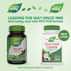 Nature's Way Uva Ursi Leaves, Traditional Urinary Support*, 1,110 mg per 3-Capsule Serving, Non-GMO Project Verified, Herbal Dietary Supplement, Gluten Free, 100 Vegan Capsules (Packaging May Vary)