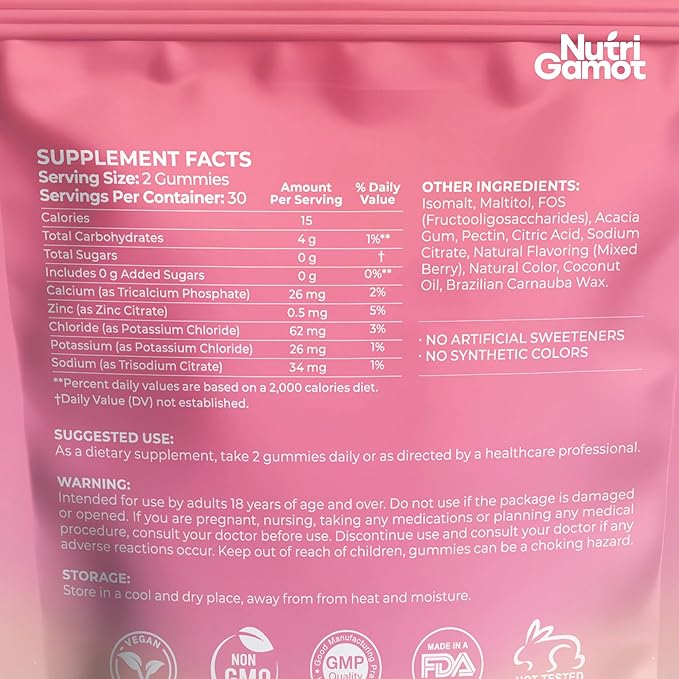 Electrolyte Hydration Gummies Sugar Free | Mixed Berry Flavor - 5 Essential Electrolytes for Runners, Post-Workout Recovery & Endurance – Energy Support Chews, Great Taste, 60 Gummies