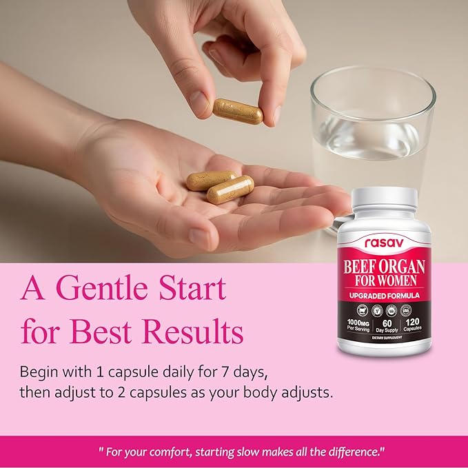Beef Organ Supplement for Women - Ferritin Supplement for Women, Grass Fed Liver, Uterus, Ovary & Bone Marrow - Natural Anemia Support, Energy & Hormone Balance - Pasture Raised - 120 Capsules