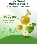 Inner Brightness Moringa Gummies 1000mg Per Serving – 10:1 Moringa Leaf Extract Green Superfood for Energy & Immune Support – Vegan, Non-GMO, 60 Count, Made in US