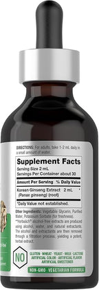 Horbäach Korean Red Ginseng | 2 fl oz Liquid Extract | Panax Ginseng | Vegetarian, Non-GMO, Gluten Free Supplement