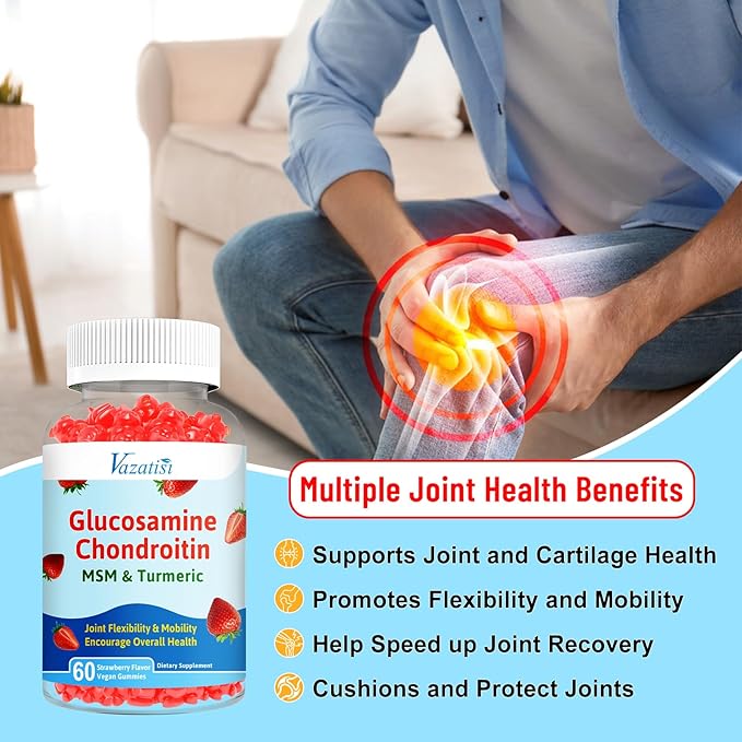 Glucosamine Chondroitin Gummies with MSM, Turmeric & Boswellia - Joint Support Supplement - Cartilage Support, Flexibility & Strength - 120 Gummies