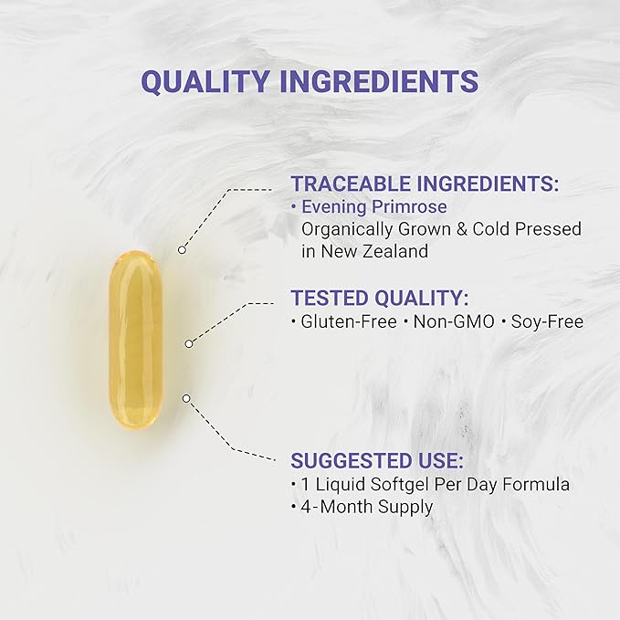 Naturalis Evening Primrose Oil (1300mg) | Natural from New Zealand | Non-GMO, Soy & Gluten Free, Zero Filler | 120 Softgels
