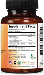 Turmeric Curcumin Supplement - 95% Curcuminoids with Organic Turmeric & BioPerine Black Pepper for Best Absorption - Daily Joint & Immune Health Support, Vegan, Non-GMO, Bottled in USA - 60 Capsules