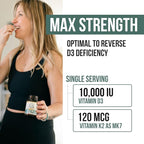Organic Plant D3 + K2 | 10000 IU D3 + 120 mcg K2 as All-Trans MK7 from MenaQ7® - 100% Whole Food, Raw & Vegan | Enhanced Digestion with Prebiotic & Superfood Complex – D3 from Organic Algae (60 Count)