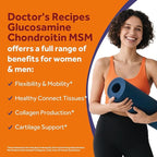 Doctor's Recipes Glucosamine Chondroitin MSM and Manganese Supplement, 1800 mg Glucosamine HCl, NO Shellfish, Healthy Structure & Movements, Flexibility Support for Men & Women, 90 Tablets