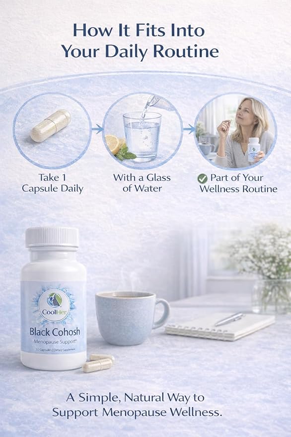 Menopause Support for Women – Hot Flash & Night Sweat Relief – Black Cohosh Supplement – Non-GMO, Gluten-Free – 30 Capsules