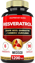 Mecisco Trans Resveratrol Supplement with Grape Seed, Milk Thistle, and More - Resveratrol - 6 Herbal Supports for Immune System, Heart Health, Body Management - 90 Capsules