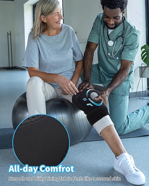 ABYON Knee Brace – Medium Support for Knee Pain, Meniscus Tear, ACL/MCL Pain & Arthritis – Medical-Grade Compression Knee Support with Side Spring Stabilizers & Patella Gel Pad– Adjustable Wrap Patella Stability for Men Women – See How to Size Video Be...