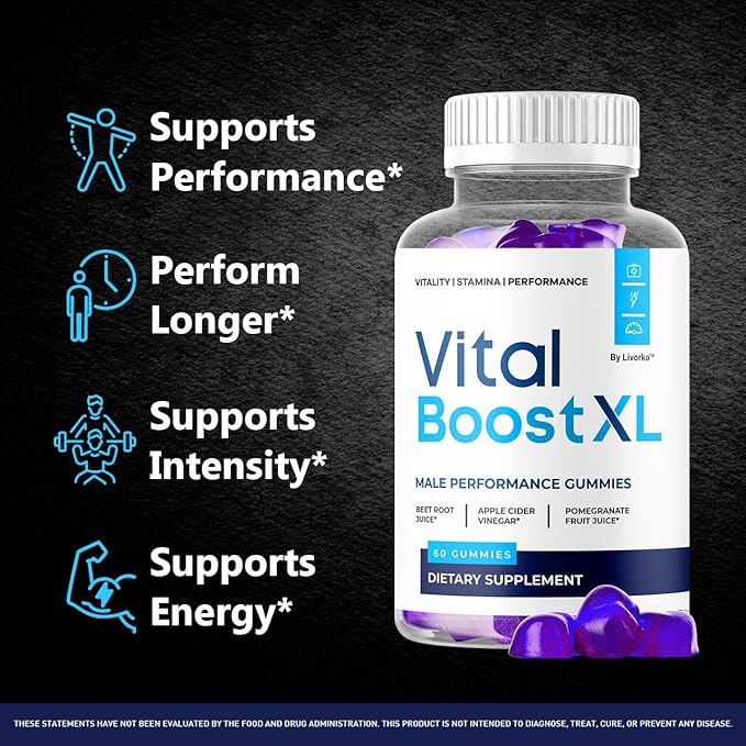 (3 Pack) Vital Boost XL Gummies - Official VitalBoost XL Gummys For Men Premium Natural Ingredients - Maximum Strength, Advanced Formula Support For Overall Health & Wellness, 180 Gummies For 3 Months