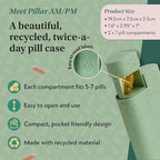 Pillar AM/PM Pill Box Organizer Two Times a Day | Aesthetic 7 Day Tablet Organizer 2 Times A Day | Beautiful Weekly Pill Box for Day and Night Medication (Soft Pink)