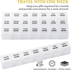 Monthly Pill Organizer, 28 Day Pill Box 1 Time a Day with Dust-Proof Case, Large 4 Weeks a Month Pill Case Container, Daily Vitamin Case Box for Pills/Medicine/Fish Oil/Supplements（White）