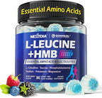Hmb and L-Leucine Gummies, Pre Work Essential Amino Acids EAA Supplements for Men & Women, w/Branched-Chain Amino (BCAA) & 4 Hydration Electrolytes, Taurine, B12 & D3 for Fast Workout Recovery, 60Cts